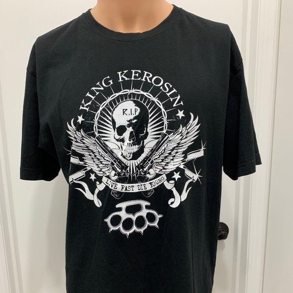 Men's t-shirt Skull Live Fast RIP King Kerosin - Picture 1 of 6